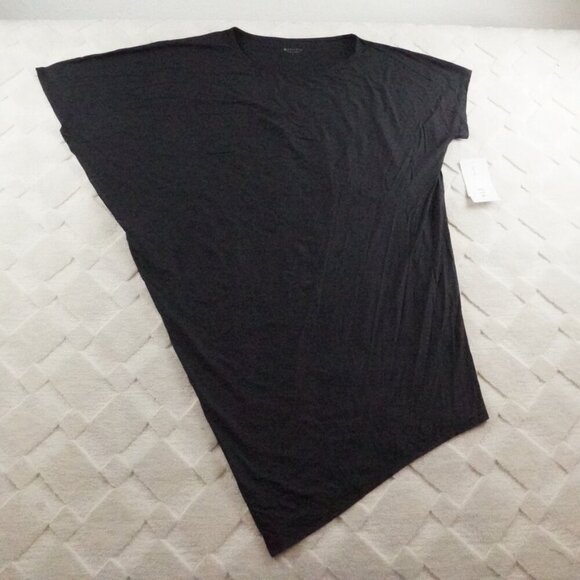 Athleta Sunlover Hilo UPF Dress Asymmetric Short Sleeve Black Large NWT  $79 - Picture 2 of 9